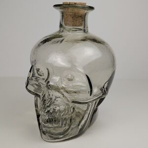 NEW Mezcal For Life Hand-Blown Recycled Glass Skull Bottle with Cork